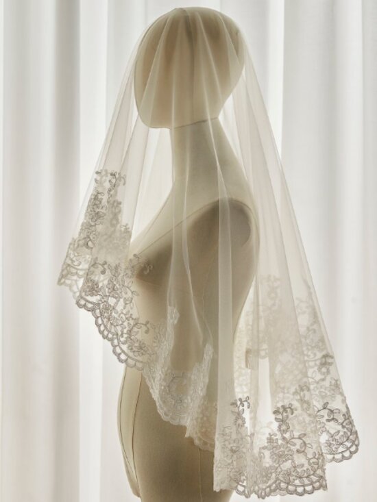 Lace Veil for Wedding - Ivory Color